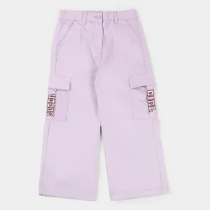 Girls Cotton Pant Super Girl - Lilac