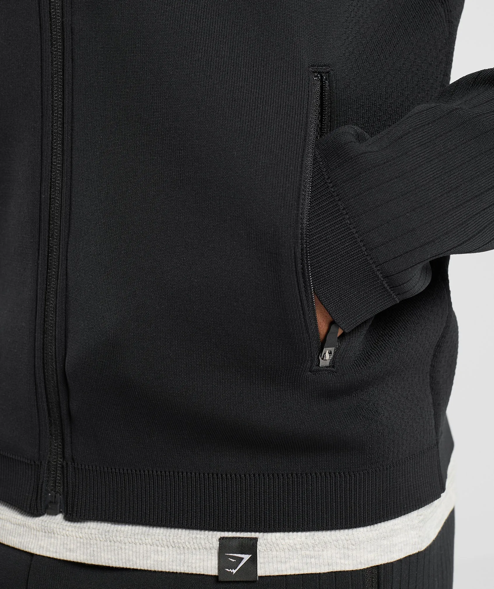 Gymshark Flat Knit Zip Up Hoodie - Black