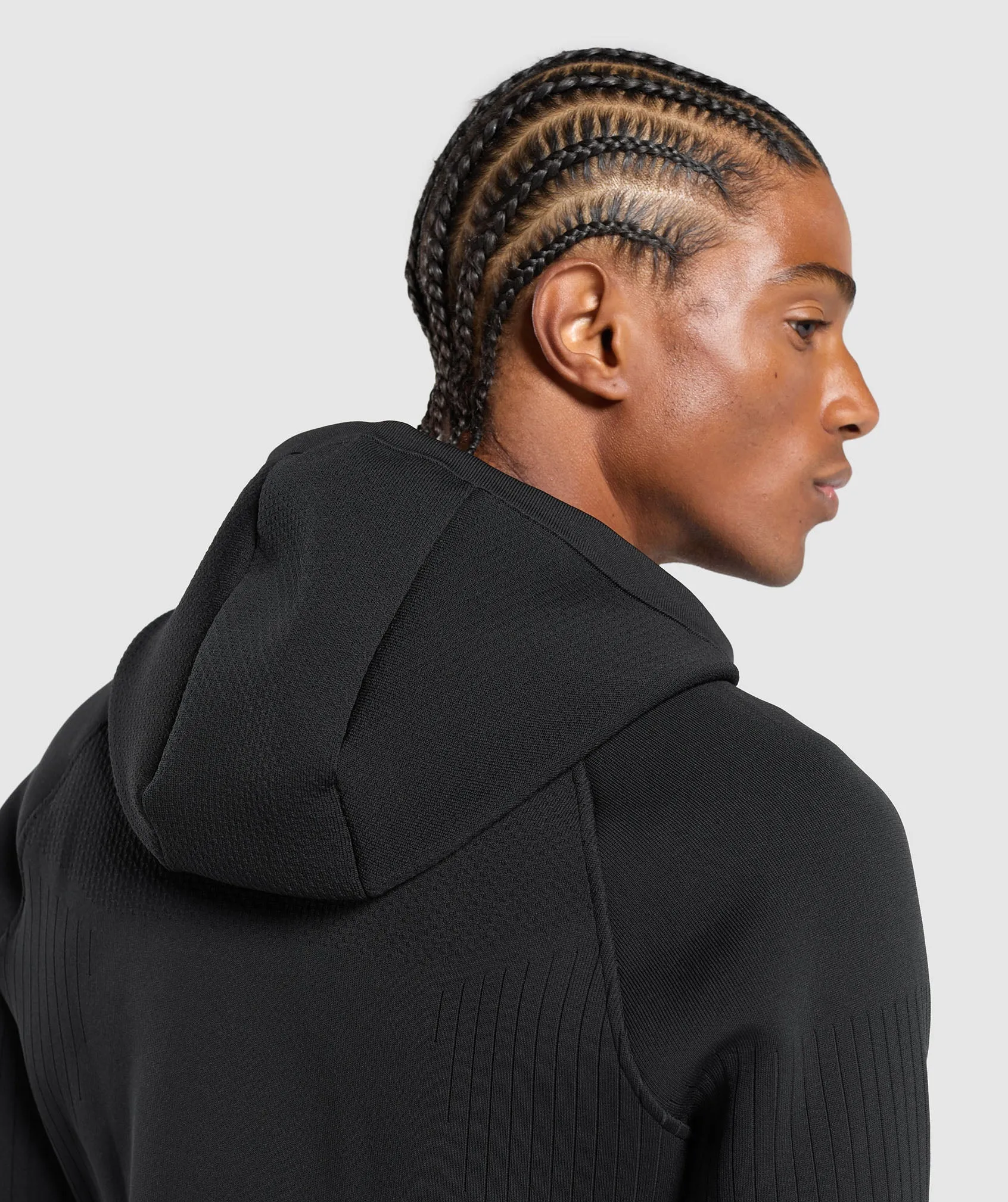 Gymshark Flat Knit Zip Up Hoodie - Black