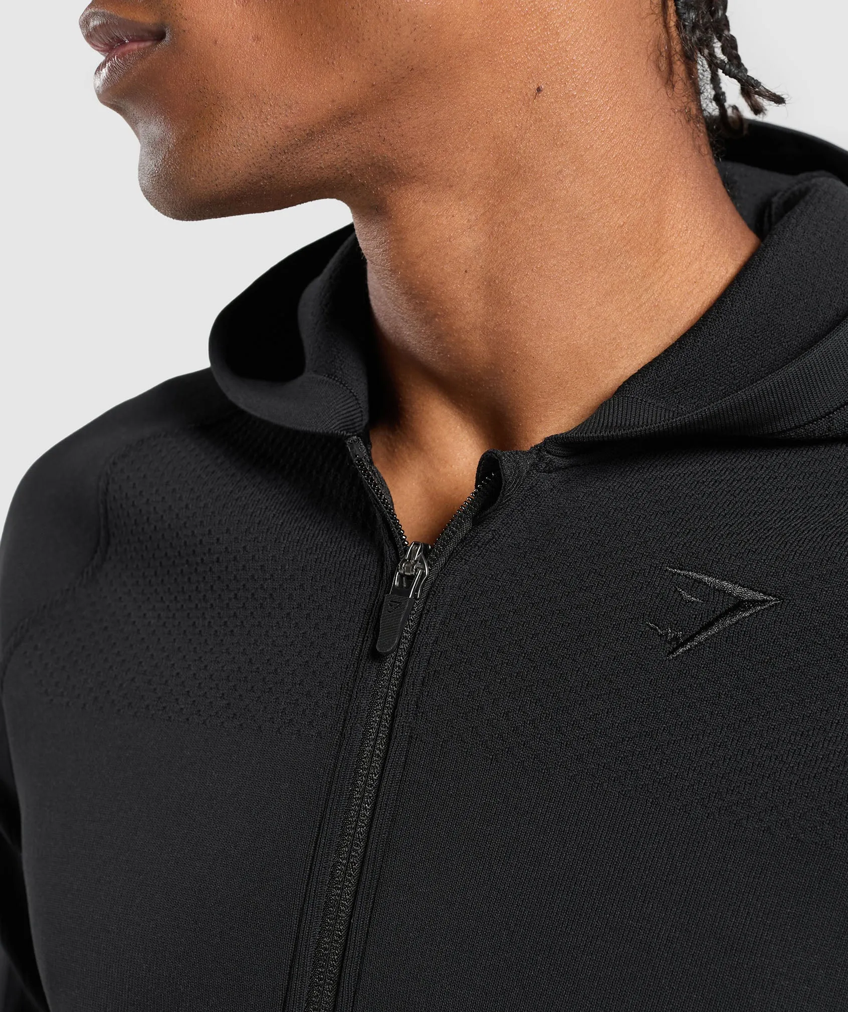 Gymshark Flat Knit Zip Up Hoodie - Black
