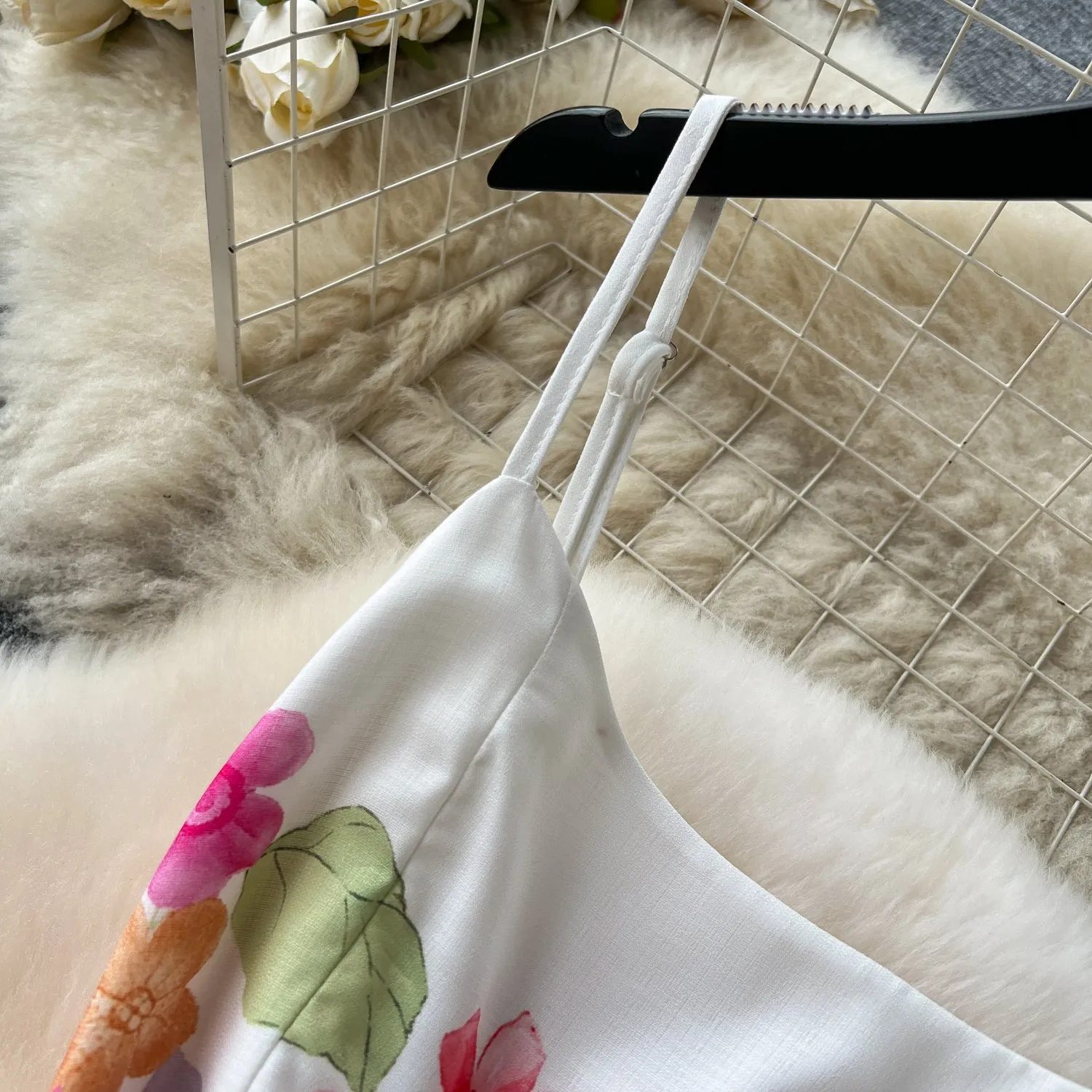 High-end Bow Floral Slip Dress