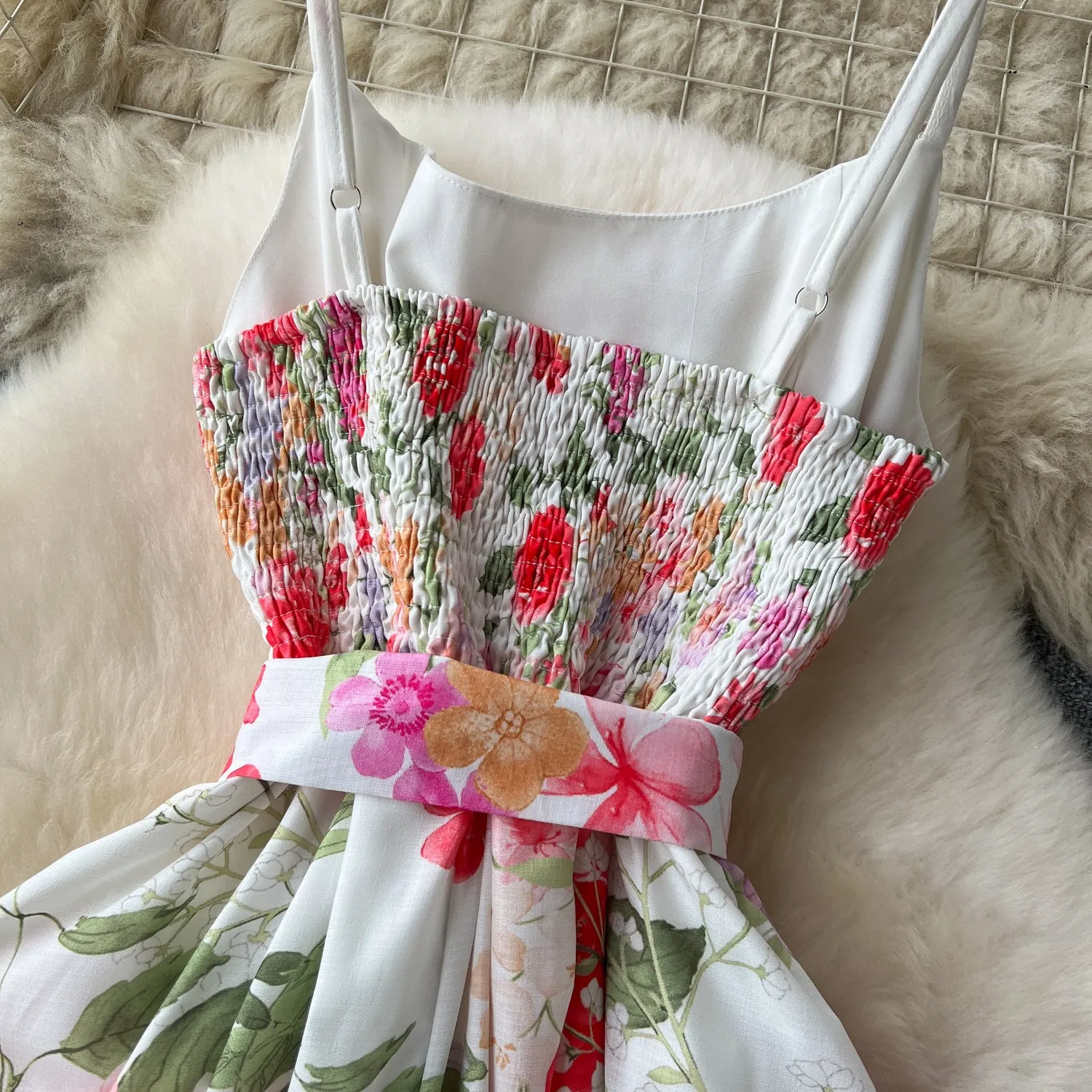 High-end Bow Floral Slip Dress