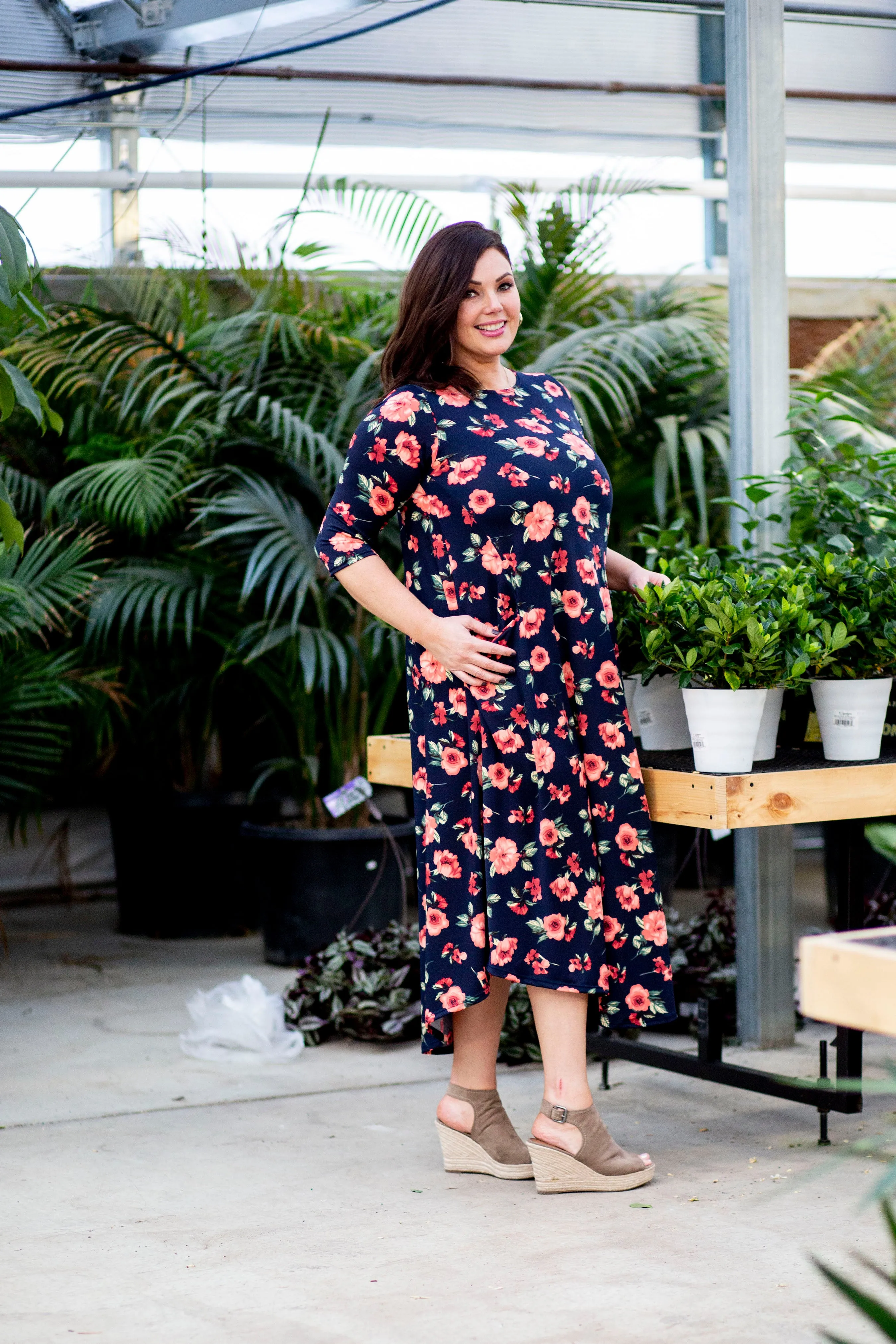 Jessi Dress Navy & Coral Floral