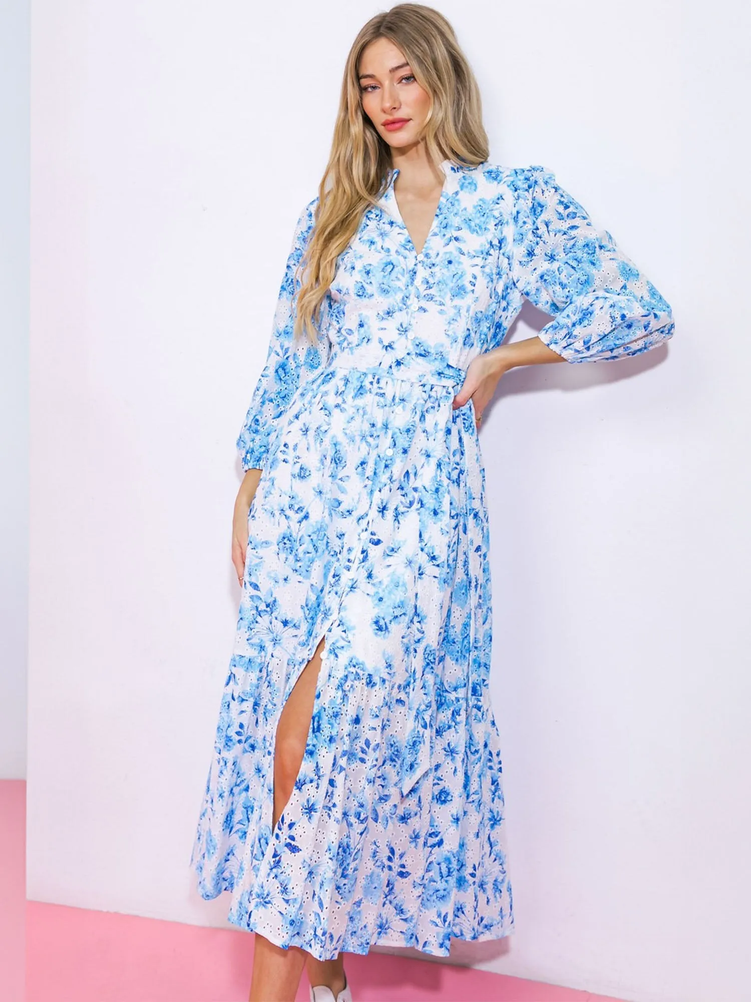 Long Sleeve Floral Midi Dress
