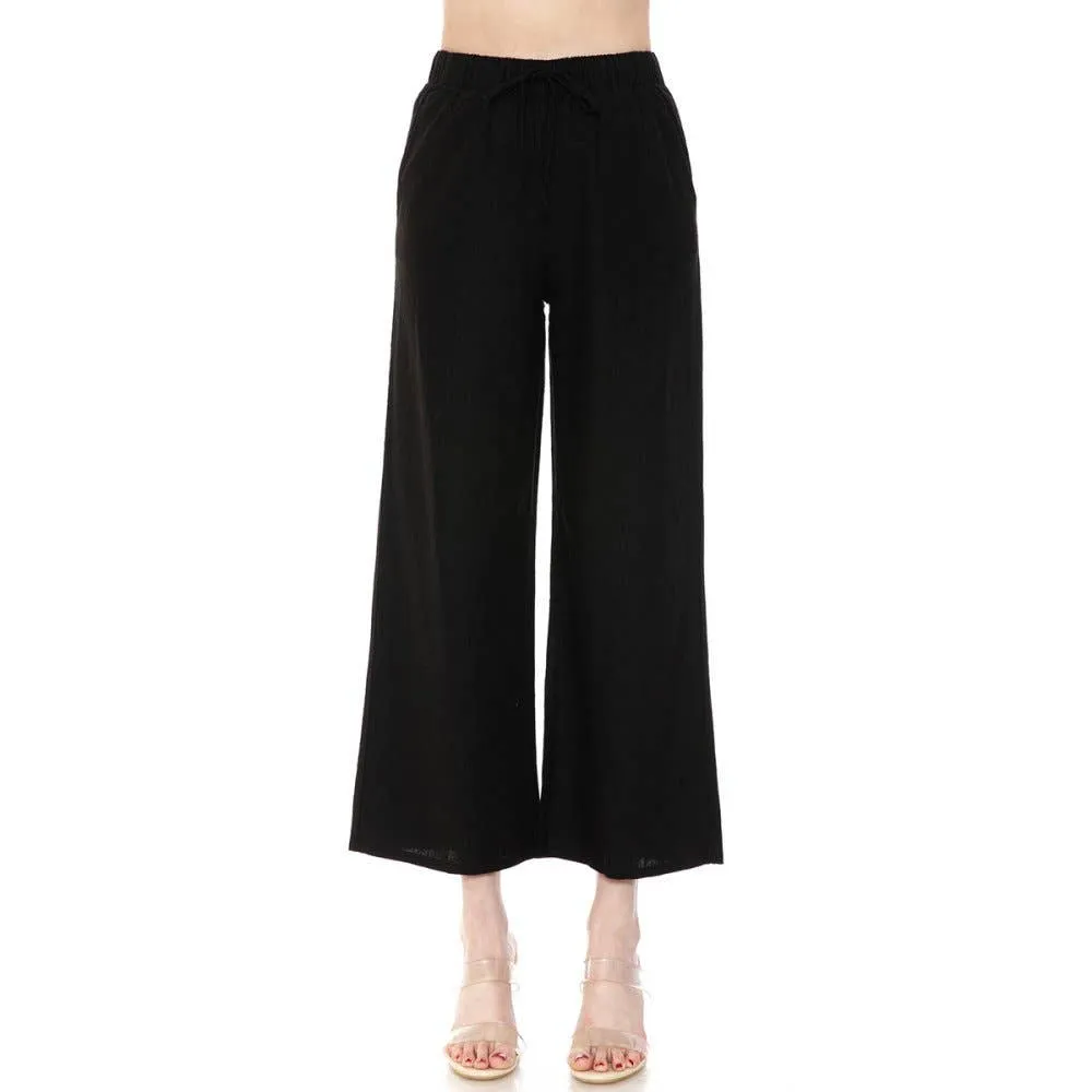 Marilyn Linen Blend Pants, Black