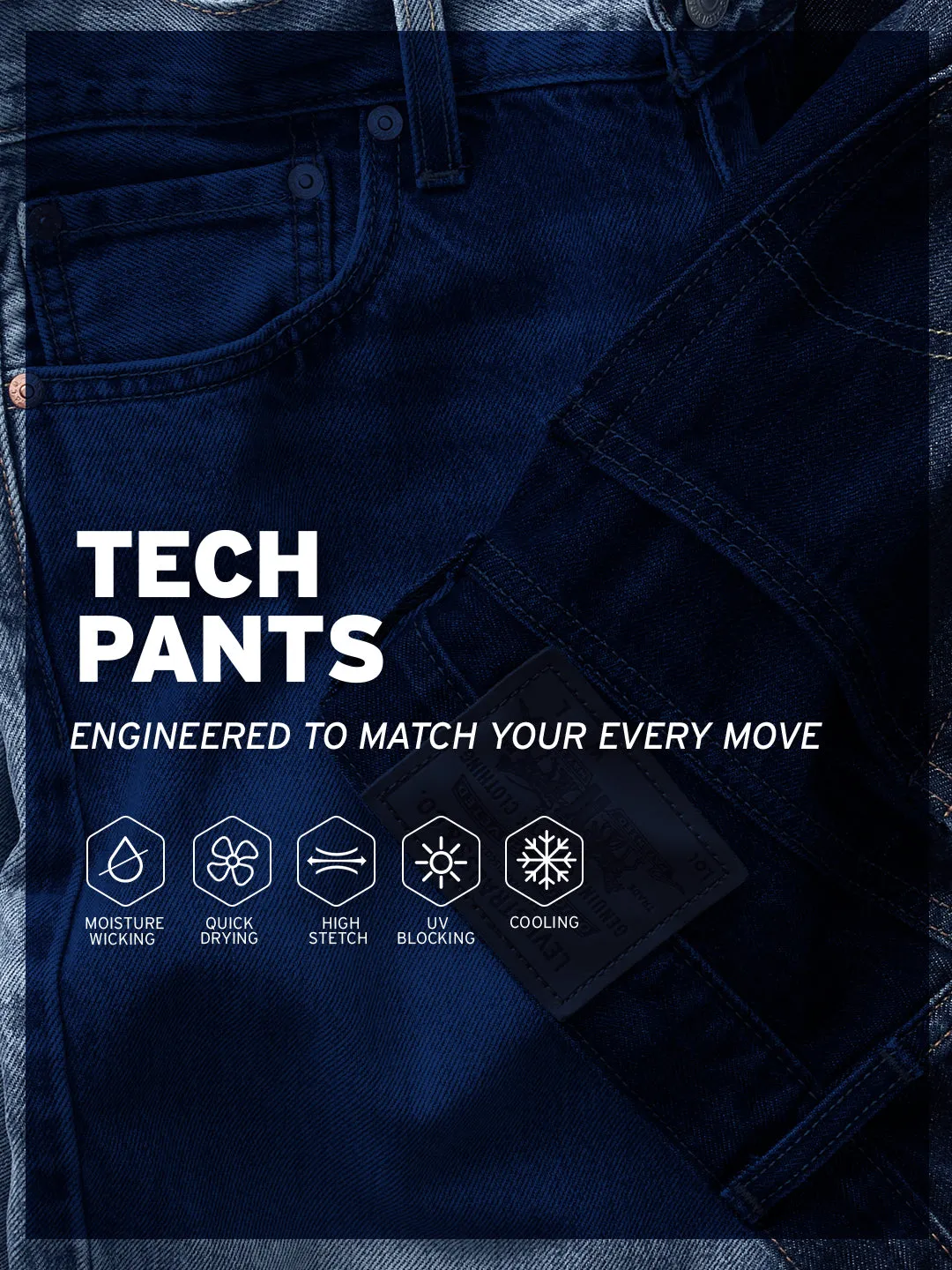 Men's Blue Slim Fit Tech Pant Chinos