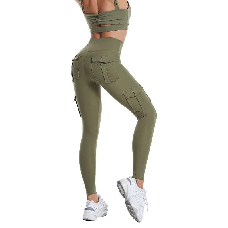 Multi-pocket Pants Yoga Pants High Waist Push Up Woman Tights Fitness Workout Leggins Tie Dye Yoga Pants