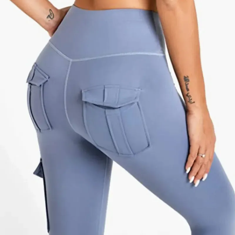 Multi-pocket Pants Yoga Pants High Waist Push Up Woman Tights Fitness Workout Leggins Tie Dye Yoga Pants