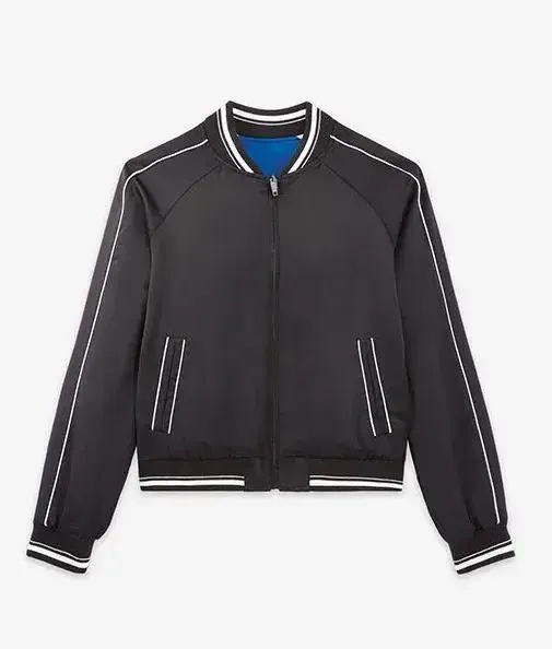 Netflix Movie Wednesday Jenna Ortega Black Bomber Jacket