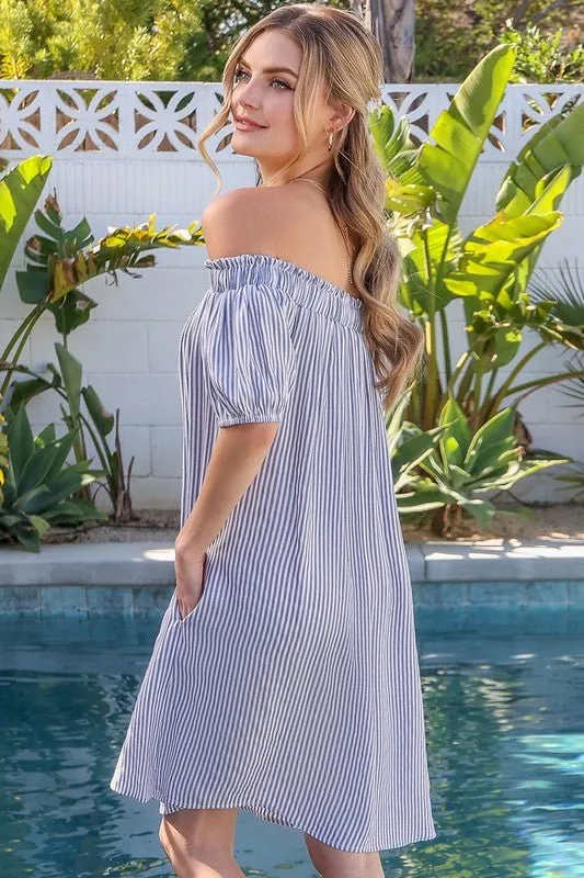 Off Shoulder Button Down Dress