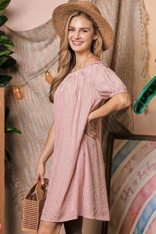 Off Shoulder Button Down Dress