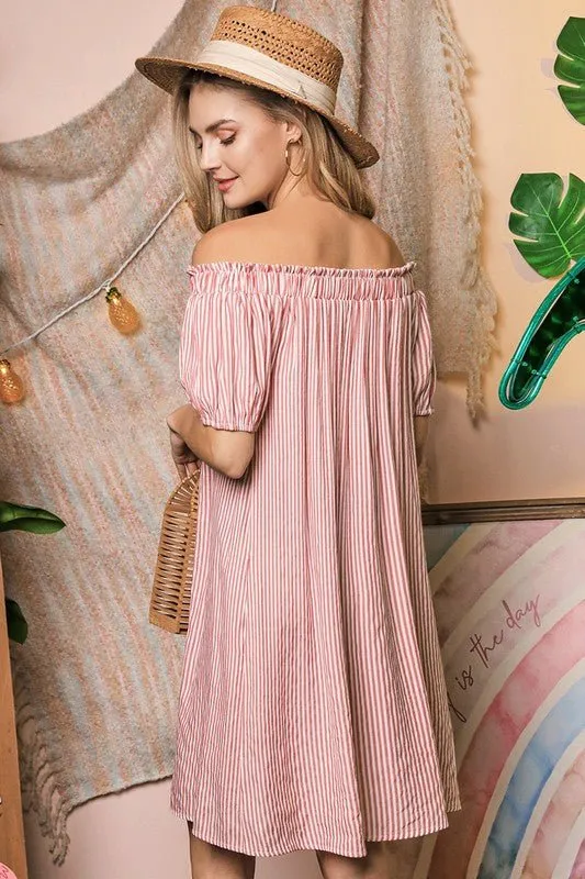 Off Shoulder Button Down Dress