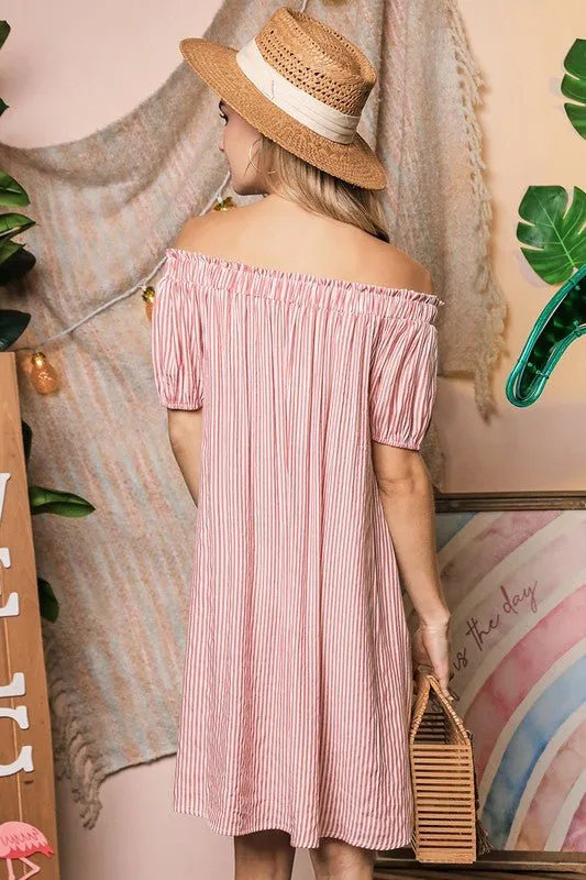 Off Shoulder Button Down Dress
