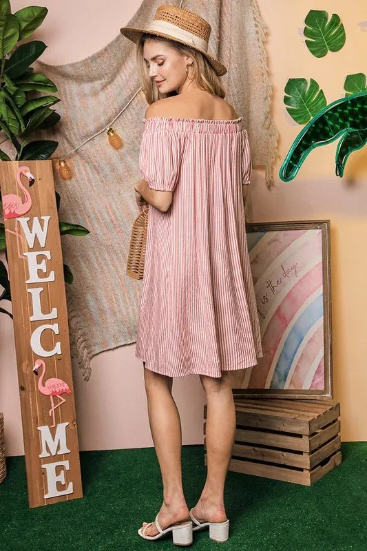 Off Shoulder Button Down Dress