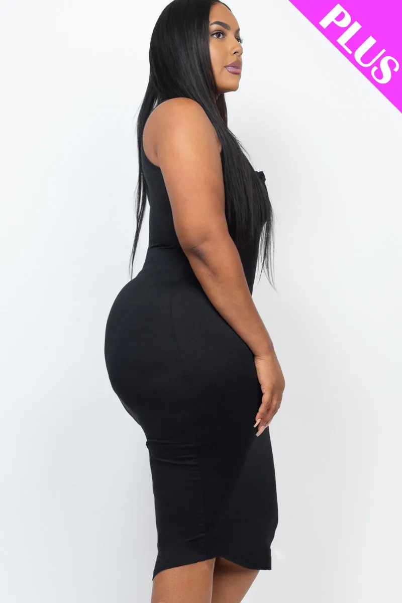 Plus Size Split Neck Tank Midi Dress