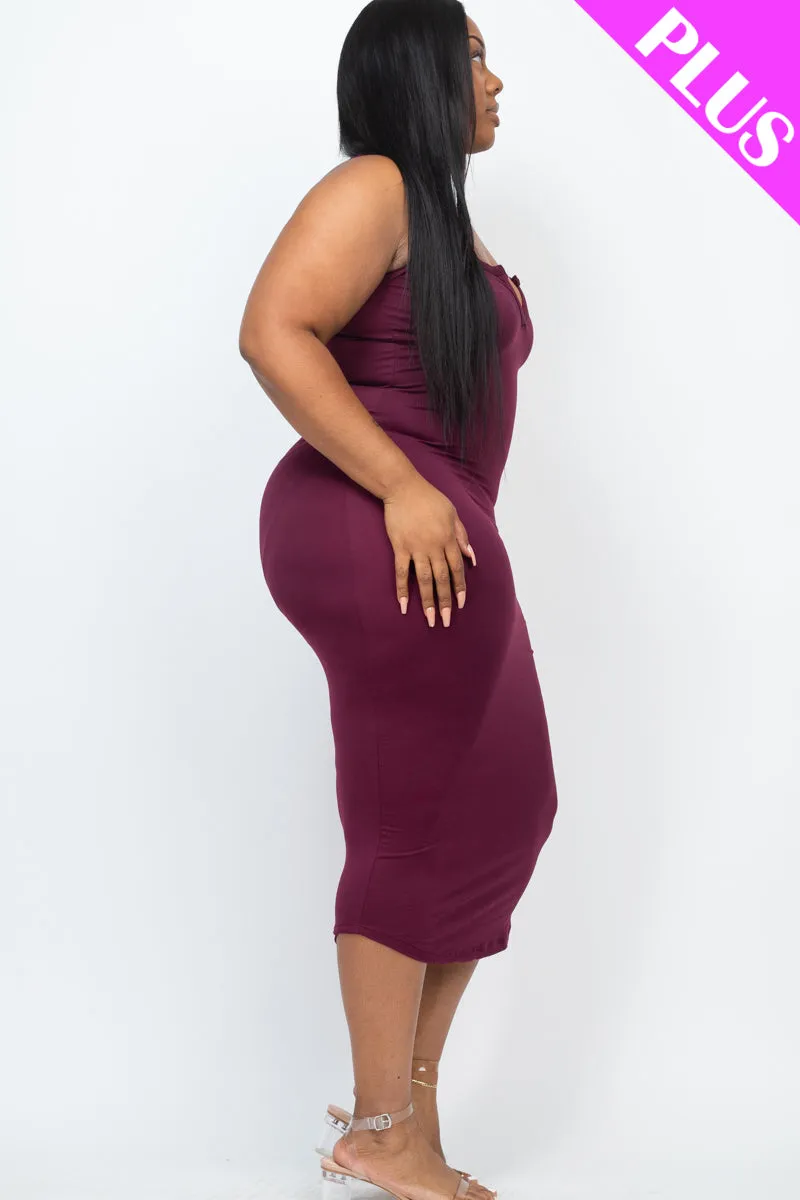 Plus Size Split Neck Tank Midi Dress