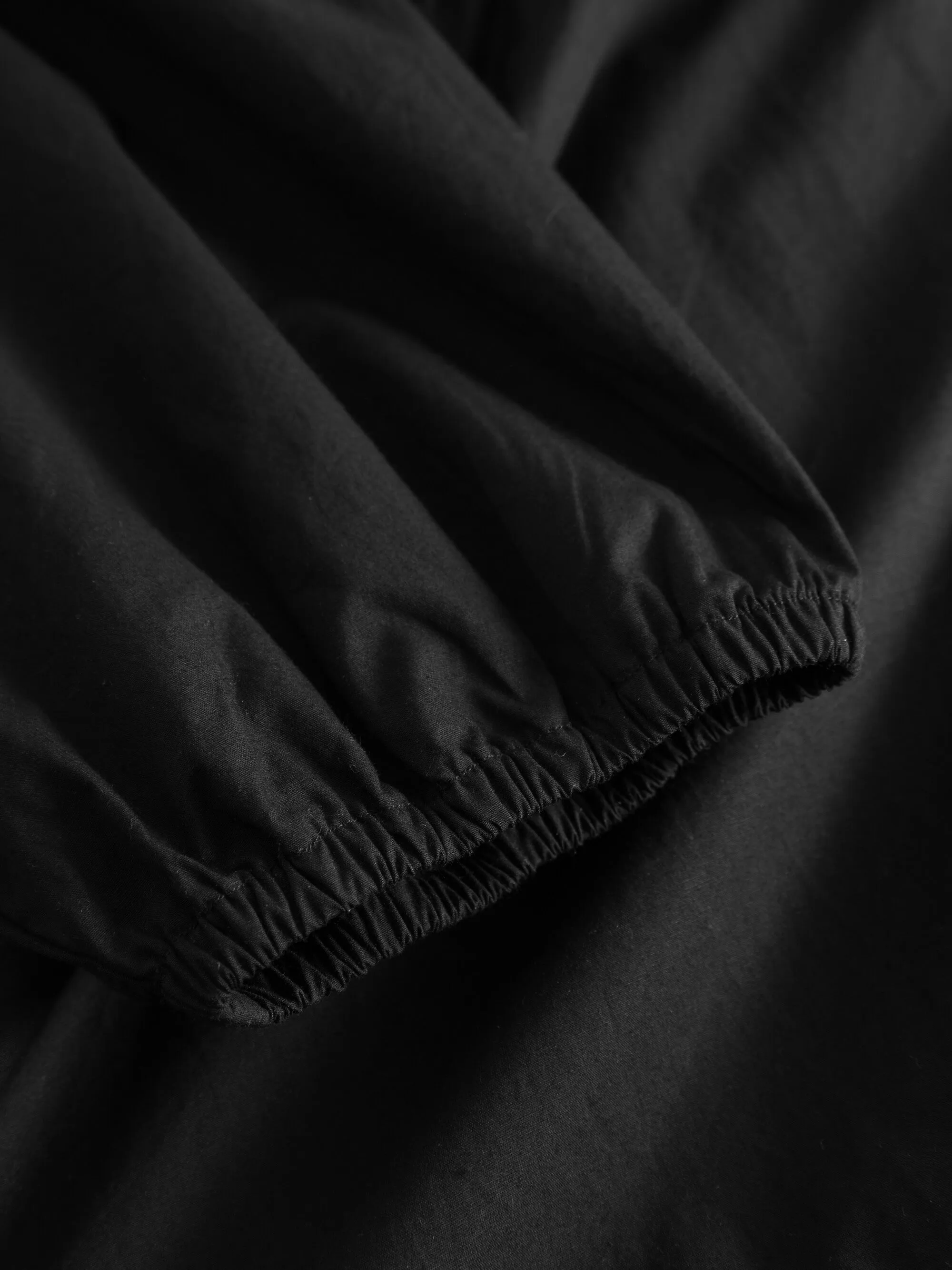 Puff sleeve poplin dress - Black Jet