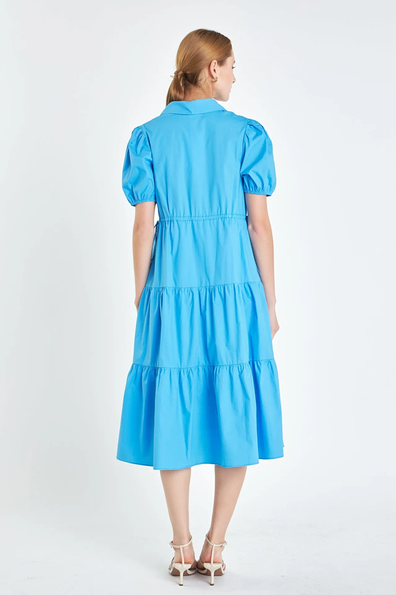 Puff Sleeve Tiered Midi Dress