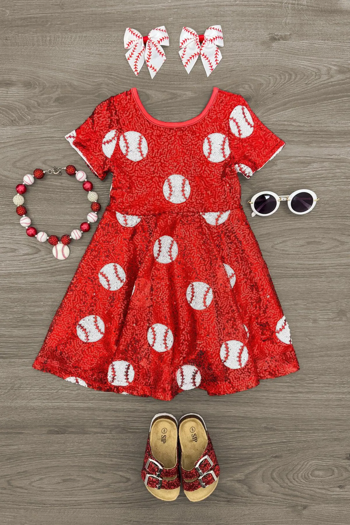 Red Sequin Baseball Dress