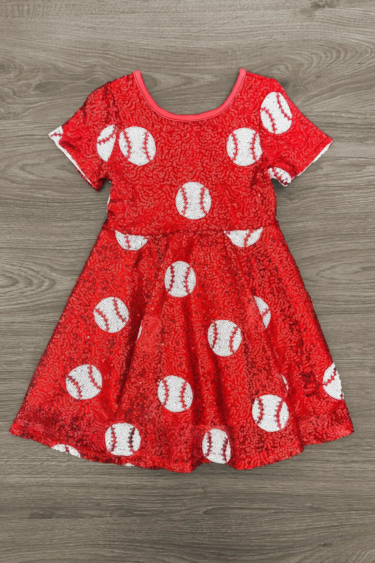 Red Sequin Baseball Dress