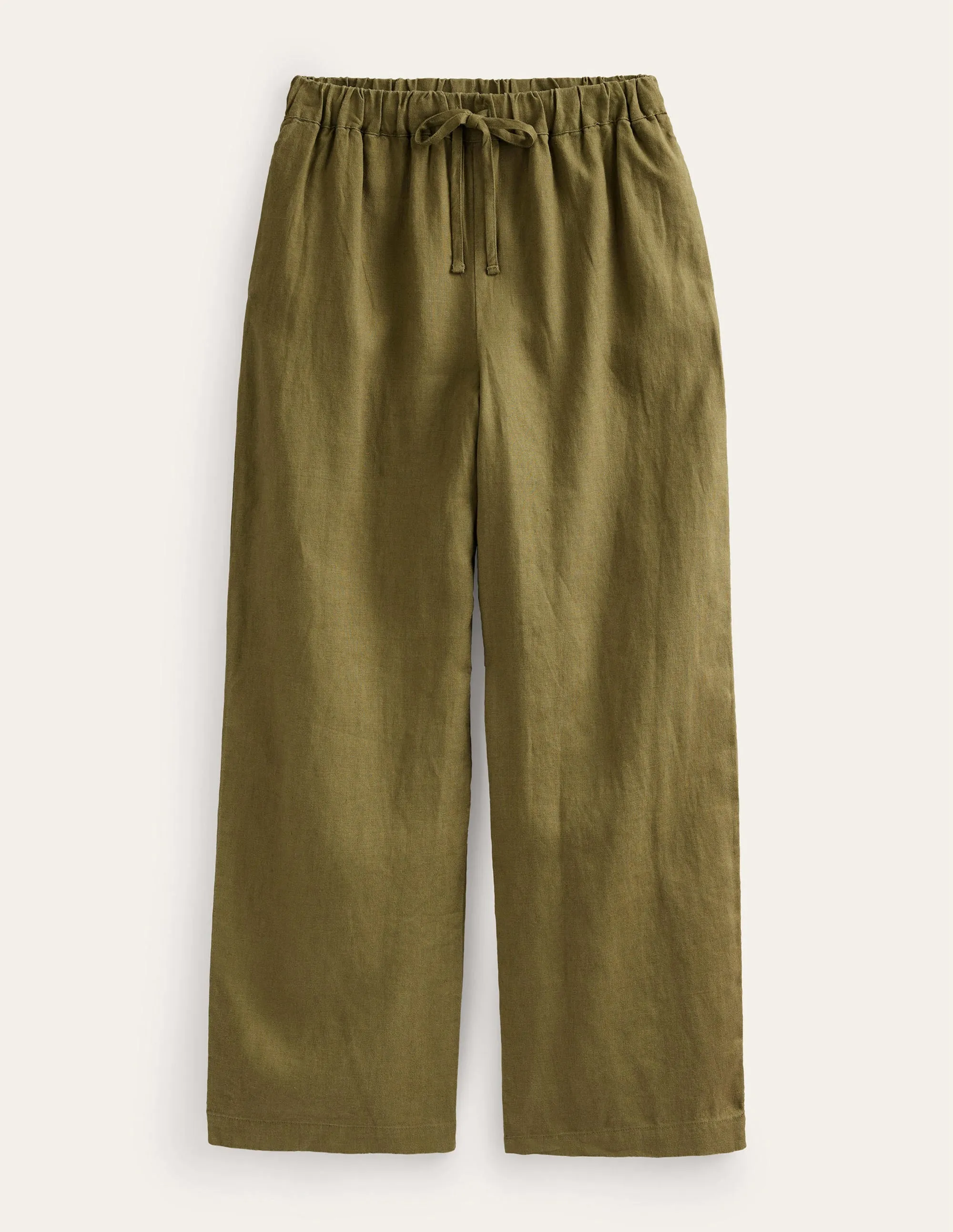 Relaxed Pull-on Linen Trousers-Capulet Olive