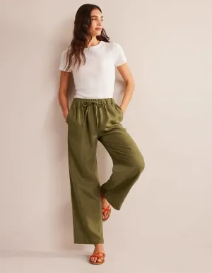Relaxed Pull-on Linen Trousers-Capulet Olive