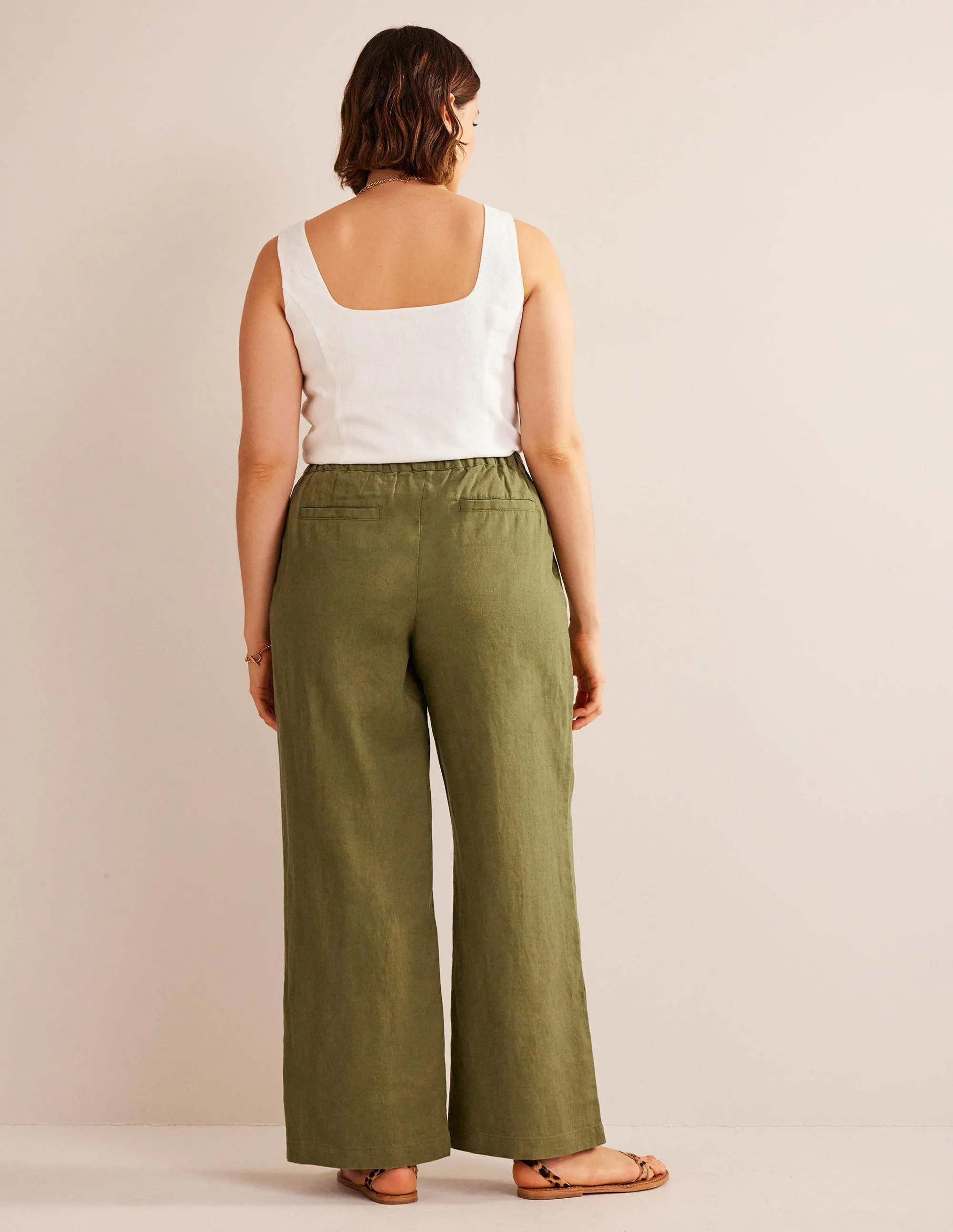 Relaxed Pull-on Linen Trousers-Capulet Olive