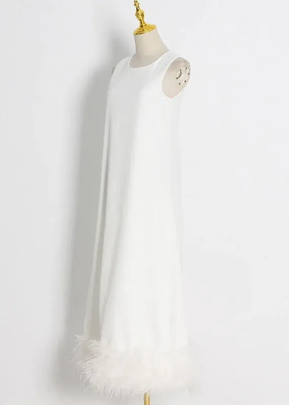 Renee Fuzzy Trim Midi Dress