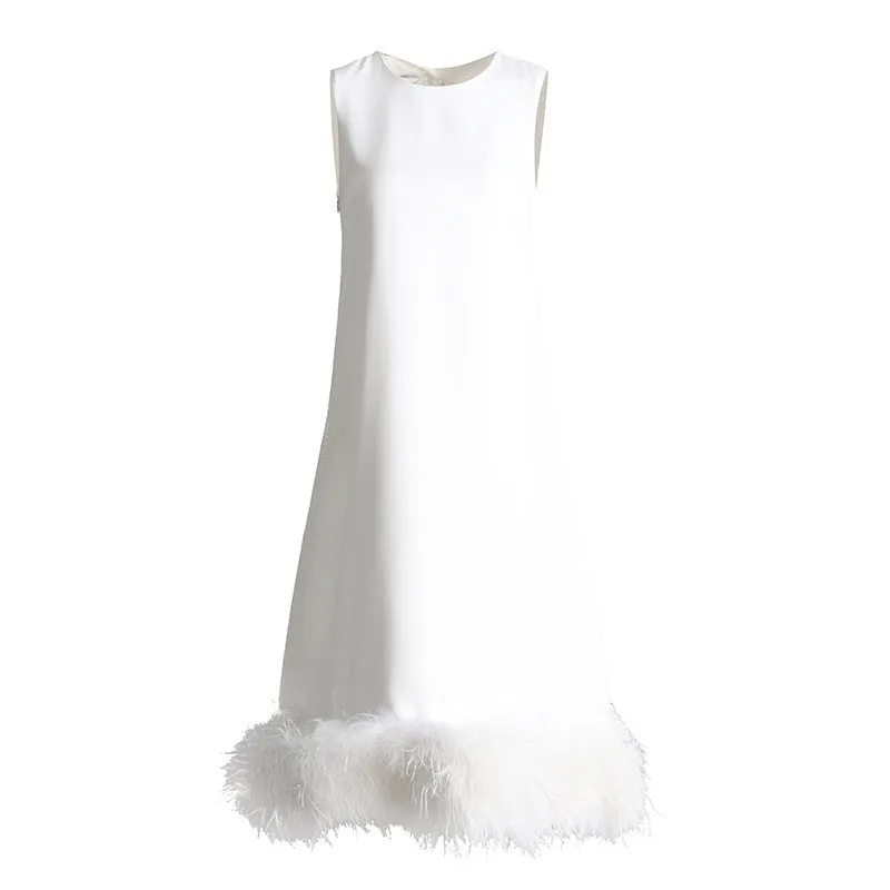 Renee Fuzzy Trim Midi Dress