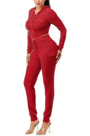 Rib Cargo Hoodie Set