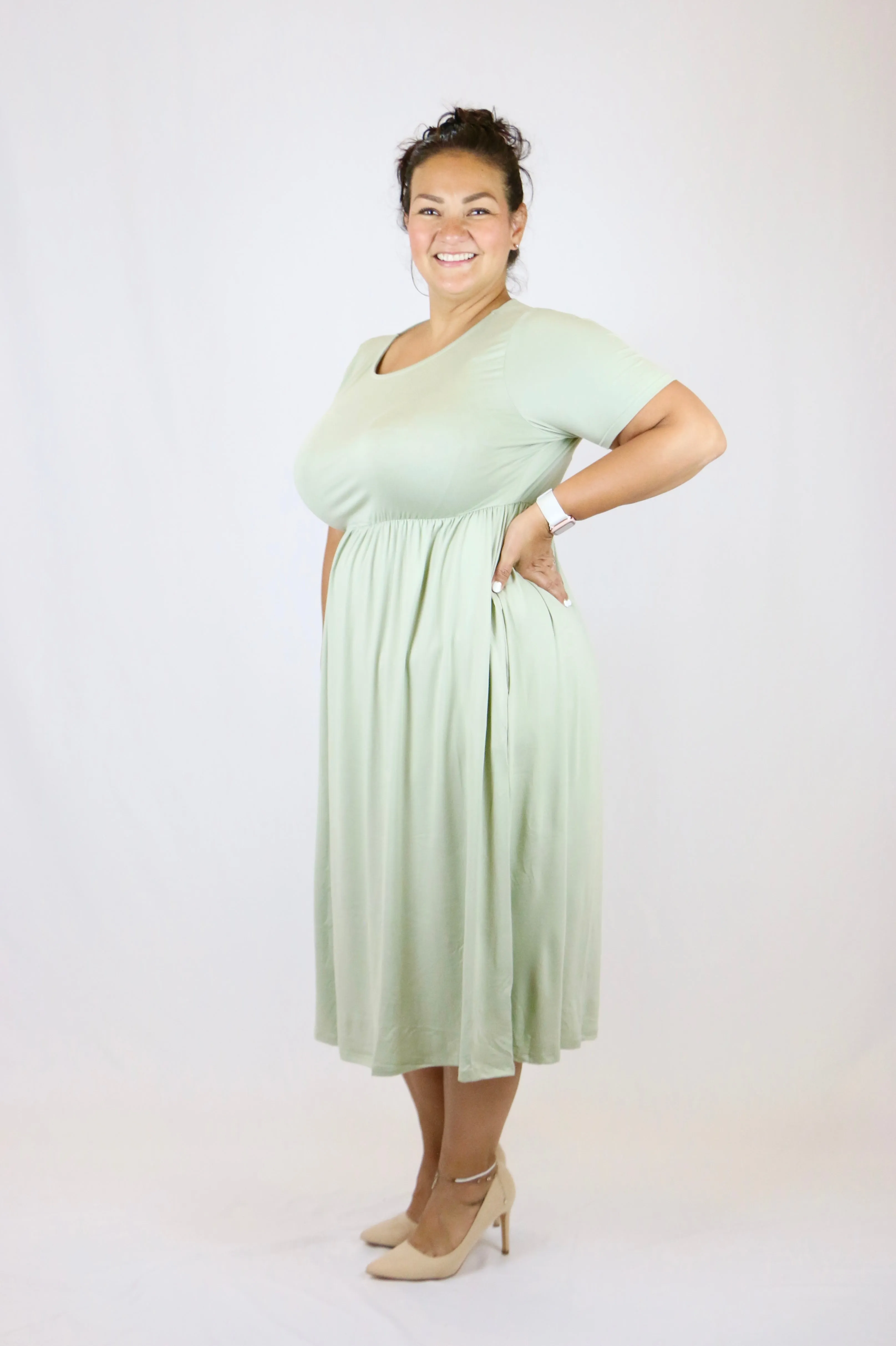 Sasha Dress Sage - 1XL, 2XL, 3XL