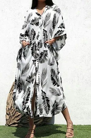 Seasons Of Life Flowy Summer Boho Shirt Dress w/Pockets