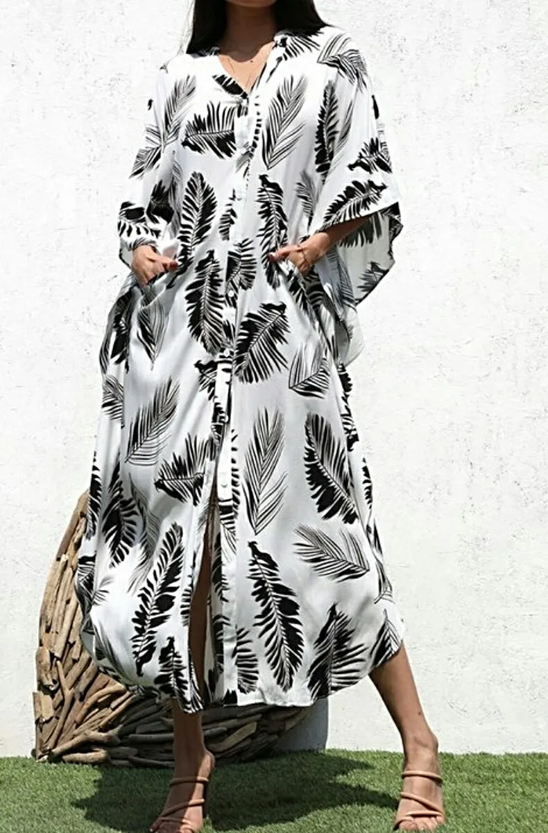 Seasons Of Life Flowy Summer Boho Shirt Dress w/Pockets