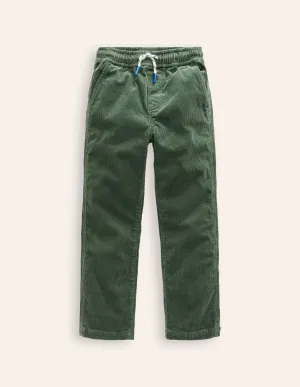 Slim Pull On Trousers-Bottle Green