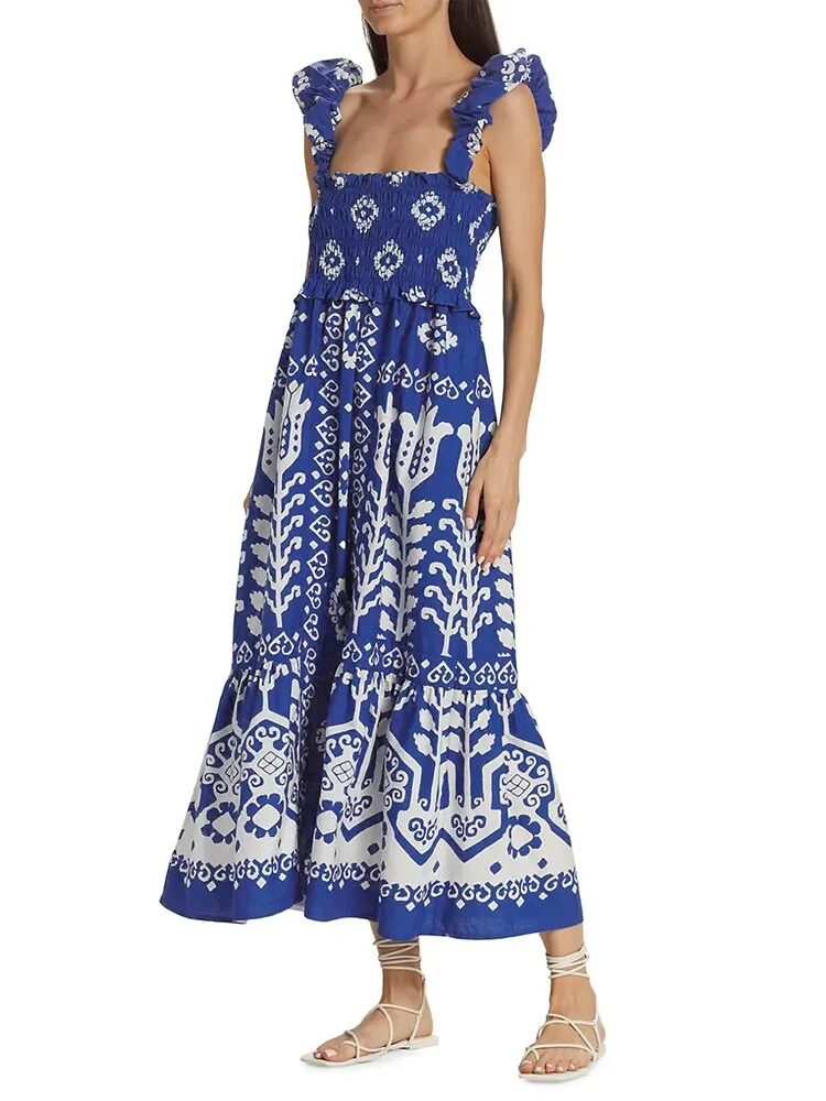 Spring Summer Long Dress For Women Square Collar Sleeveless Backless High Waist Colorblock Print Camisole Dresses Female Clothing