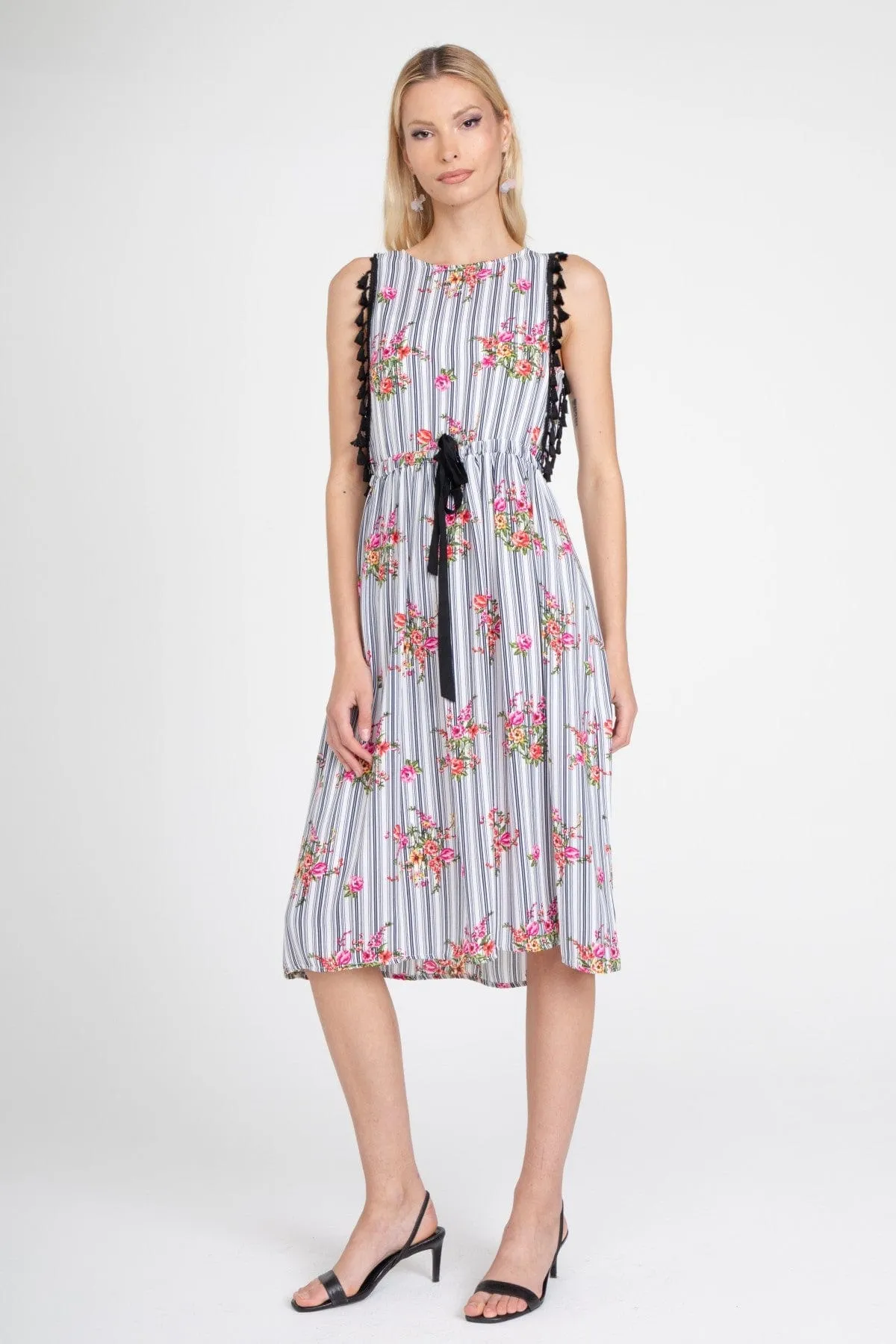 Stripe Tassle Midi Dress