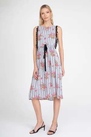 Stripe Tassle Midi Dress