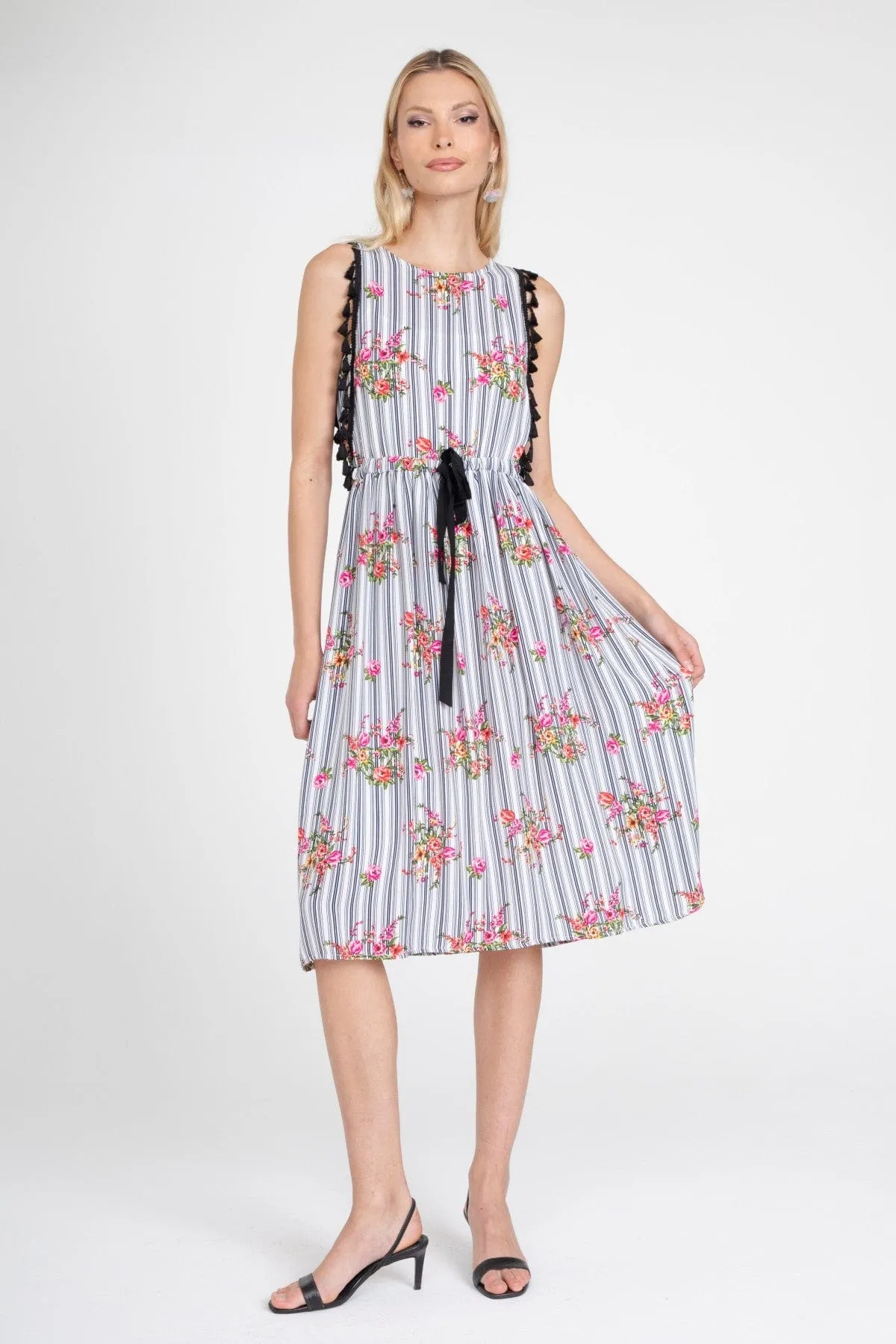 Stripe Tassle Midi Dress