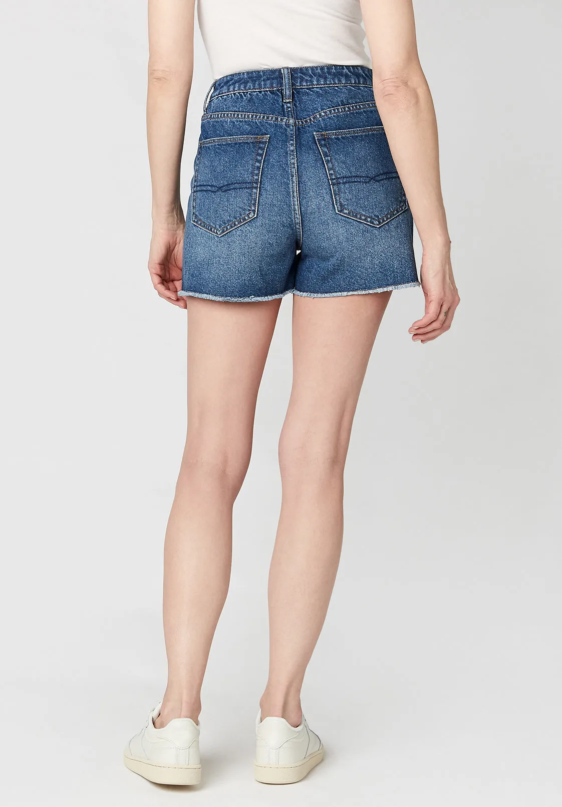 Super High Rise Joanna Contasted Blue Shorts  - BL15800