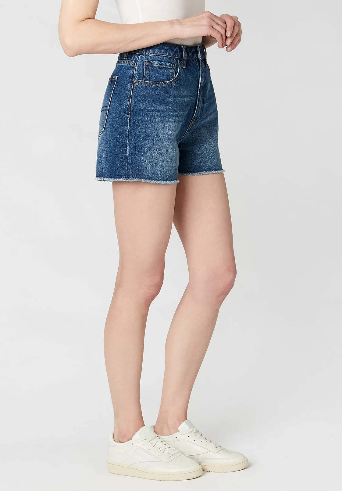 Super High Rise Joanna Contasted Blue Shorts  - BL15800