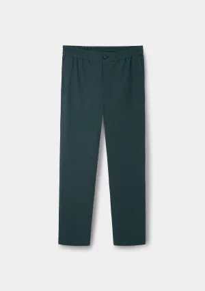 Teal Seersucker Drawstring Trousers