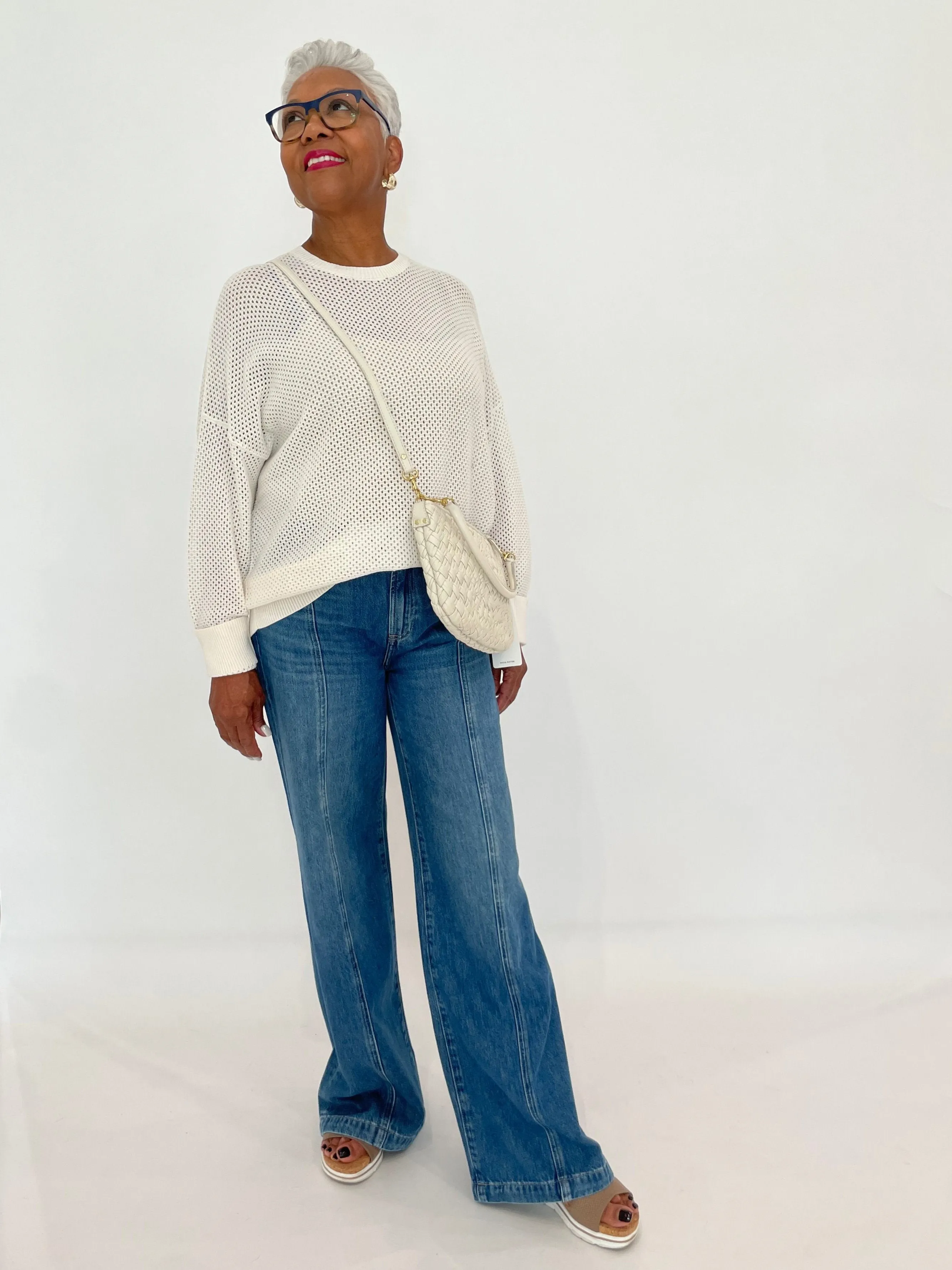 Textured Crew Sweater - White