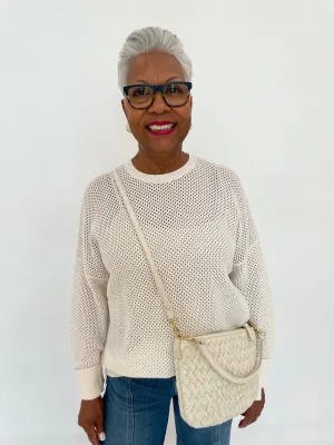 Textured Crew Sweater - White