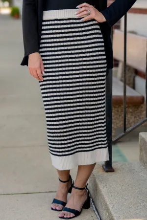 Textured Stripe Knit Maxi Skirt