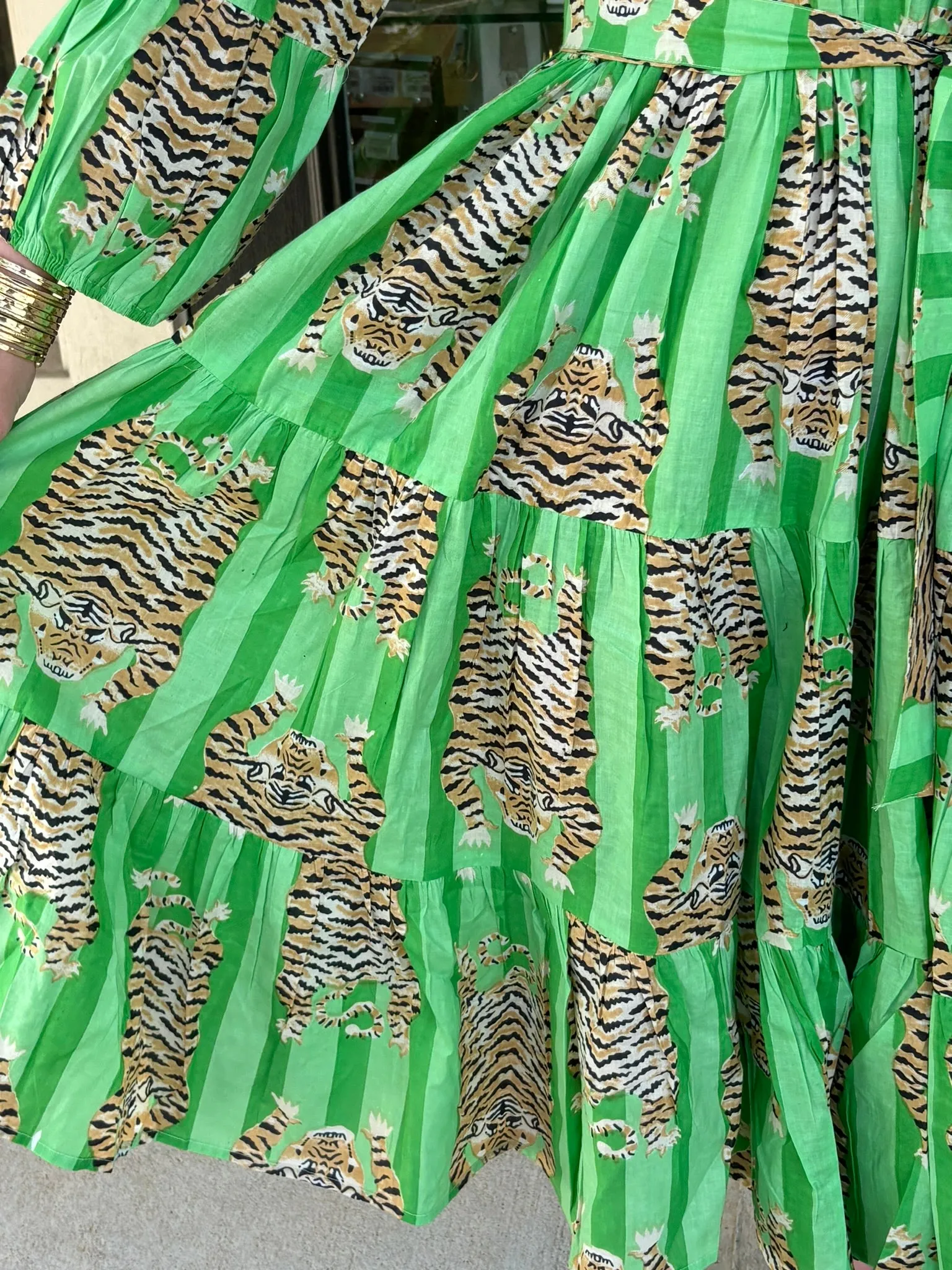 Tiger Midi Dress - Parrot Green