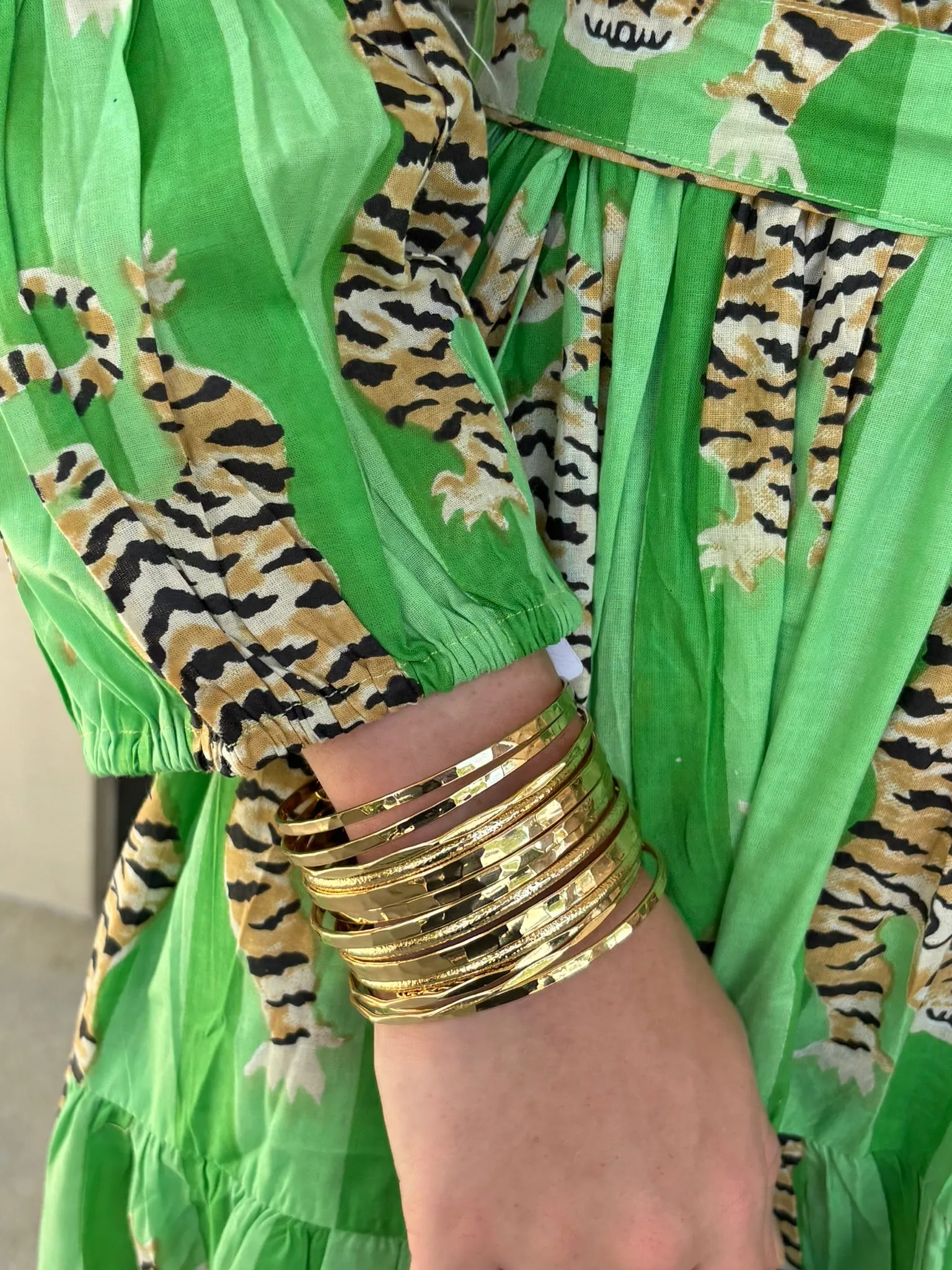 Tiger Midi Dress - Parrot Green