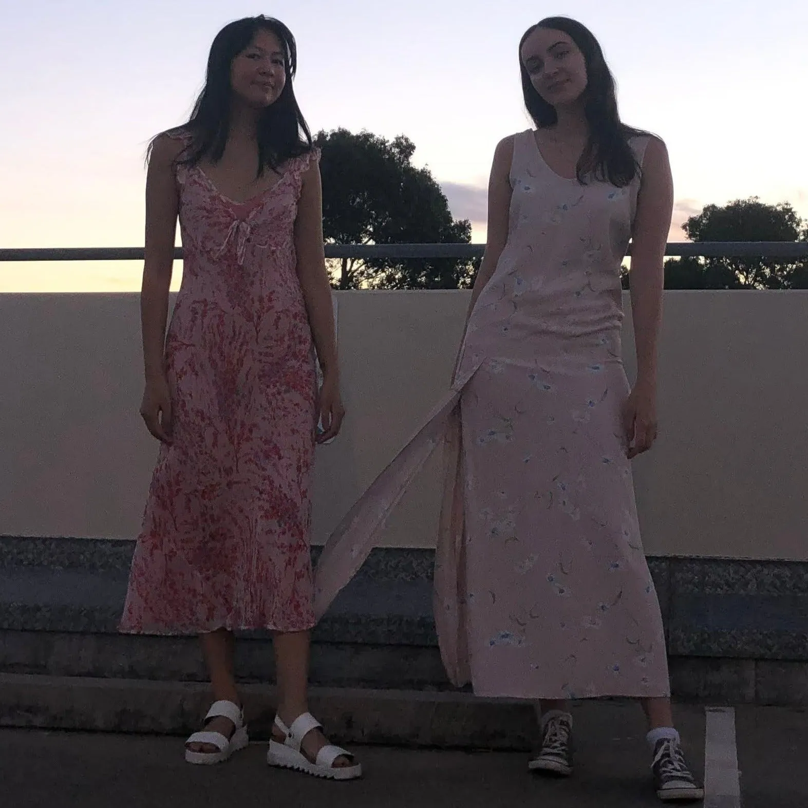 Vintage Camila Arthur Milano Pale Pink Floral Midi/Maxi Dress