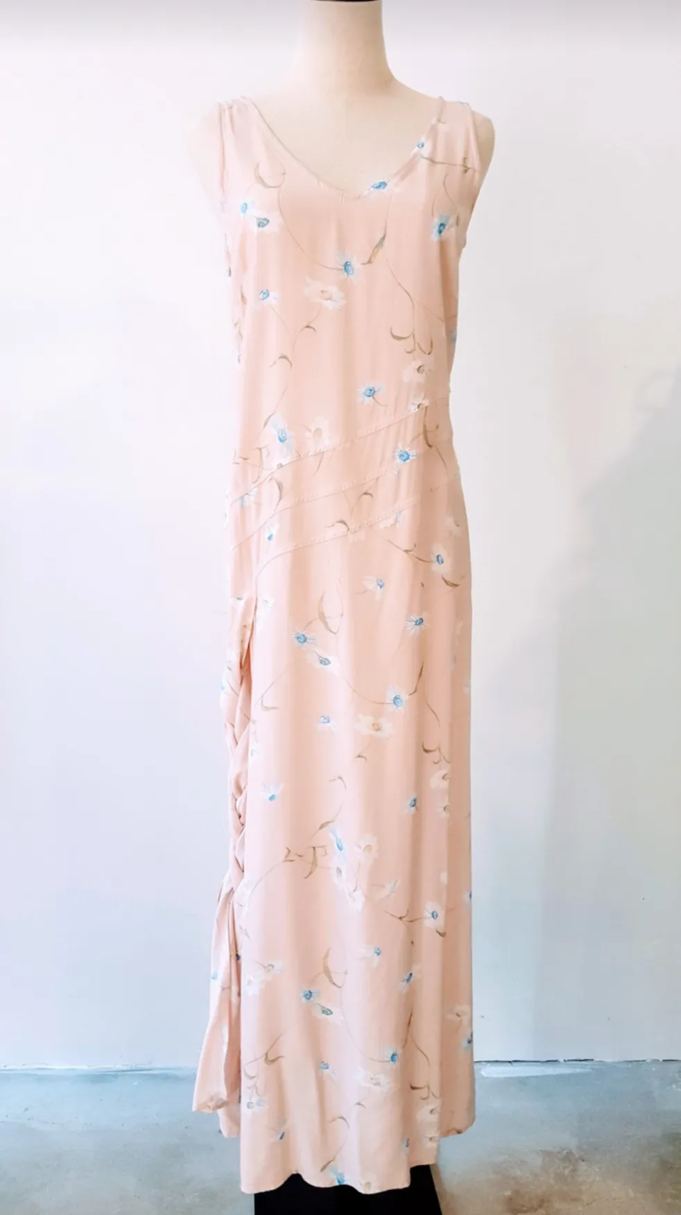 Vintage Camila Arthur Milano Pale Pink Floral Midi/Maxi Dress