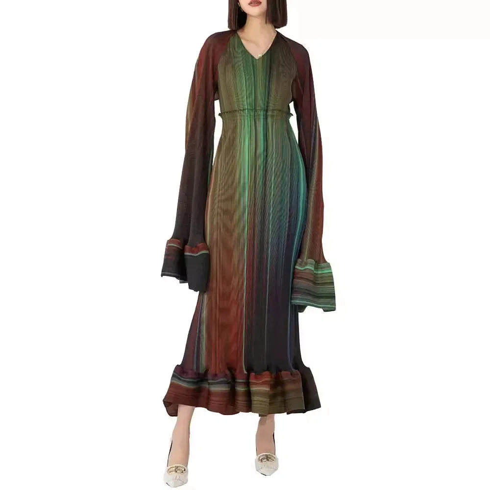 Women's Chic Pleated Sleeveless Midi Dress & Shawl Set