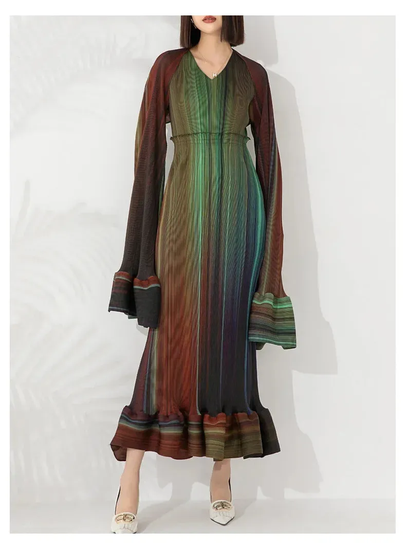 Women's Chic Pleated Sleeveless Midi Dress & Shawl Set